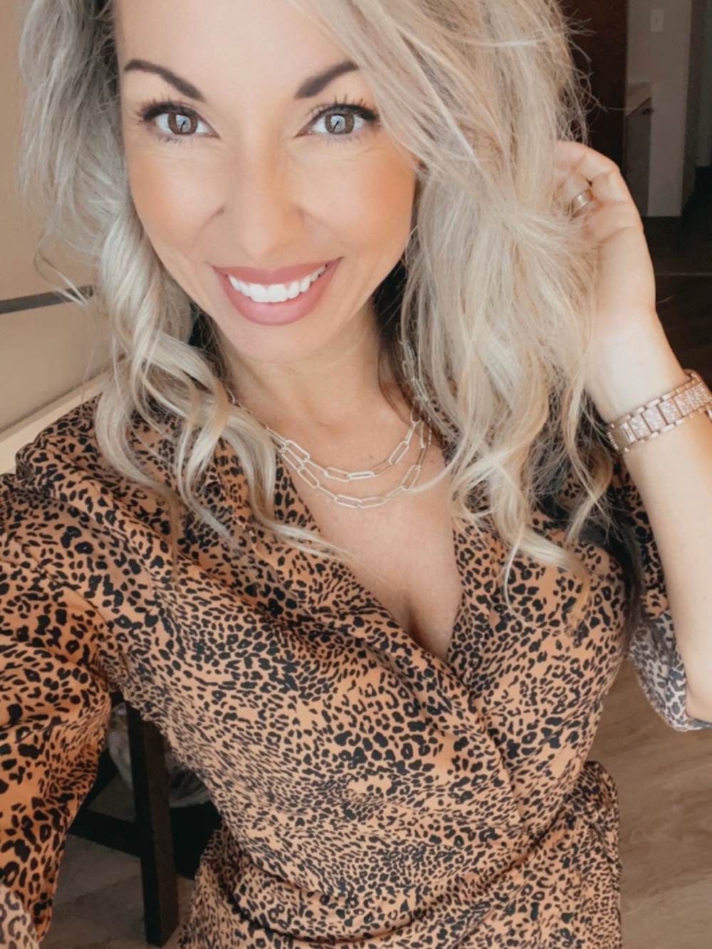 Aakaa Tan and Black Leopard Print wrap dress